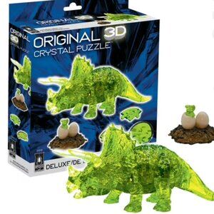New in Box Original 3D Crystal Puzzle - Green Triceratops